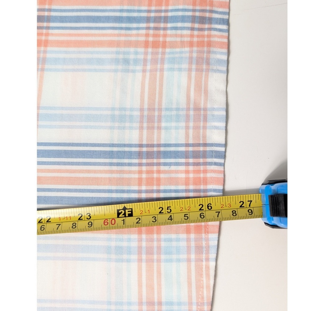 Ann Taylor Blouse Women Medium White Blue Orange Plaid Smocked Long Sleeve - Picture 8 of 8